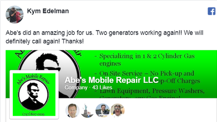 Review of Abe's Mobile Repair generator repair service